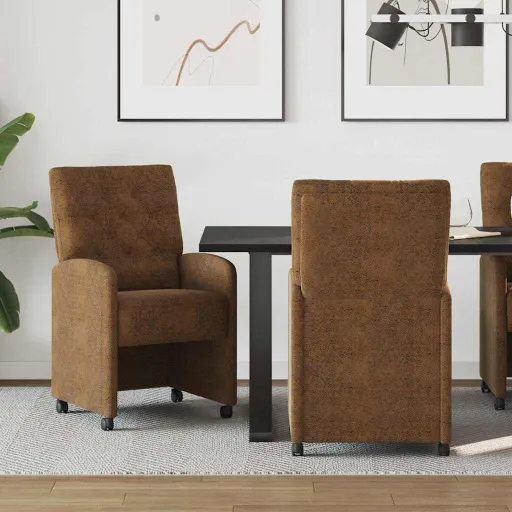 Cadeiras de Jantar com Rodas   Castanho 58 x 67 x 97 cm (2 pcs)