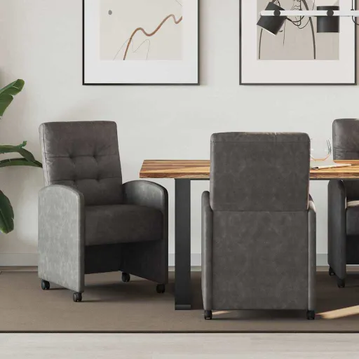 Cadeiras de Jantar com Rodas   Preto 58 x 67 x 97 cm (2 pcs)