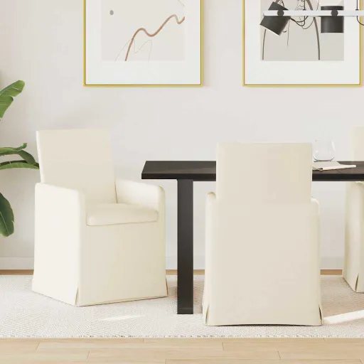 Cadeiras de Jantar com Rodas   Bege 57 x 67 x 95 cm Linho (2 pcs)