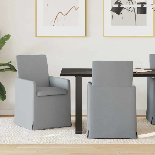 Cadeiras de Jantar   Cinzento-Claro 57 x 67 x 95 cm Tecido (2 pcs)