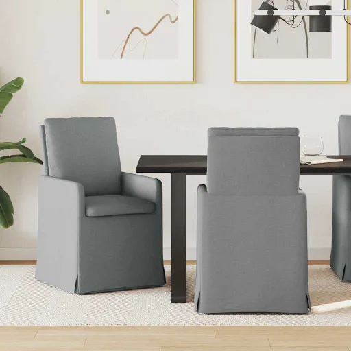 Cadeiras de Jantar   Cinzento-Claro 57 x 67 x 98 cm Tecido (2 pcs)