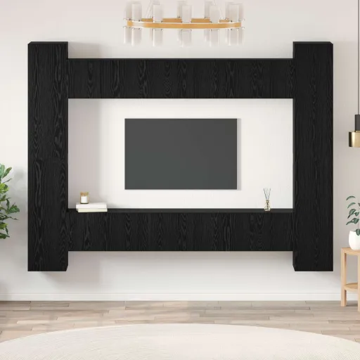 Conjunto de Móvel de TV   Carvalho Preto 30,5 x 30 x 90 cm (10 pcs)