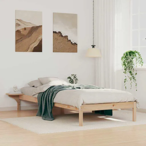 Cama com Mesas Laterais Natural 80 x 210 cm