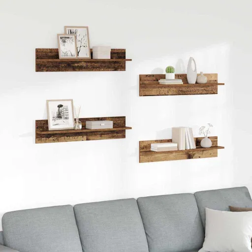 Prateleiras de Parede   Madeira Antiga 80 x 11,5 x 18 cm (4 pcs)
