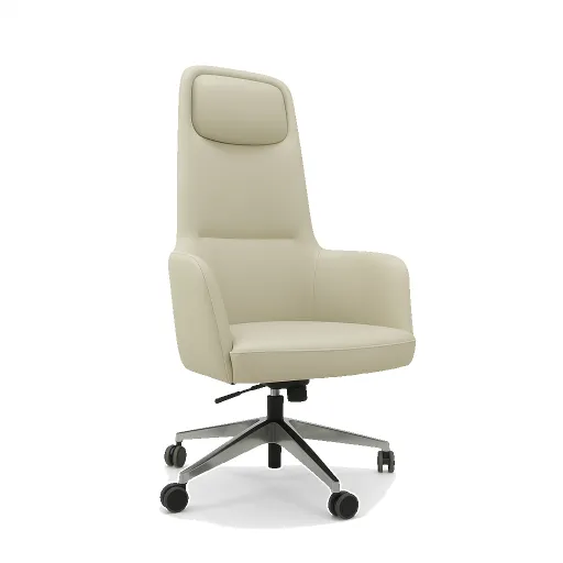Cadeira Executiva Bege Pele Natural – Elegância e Conforto Profissional!