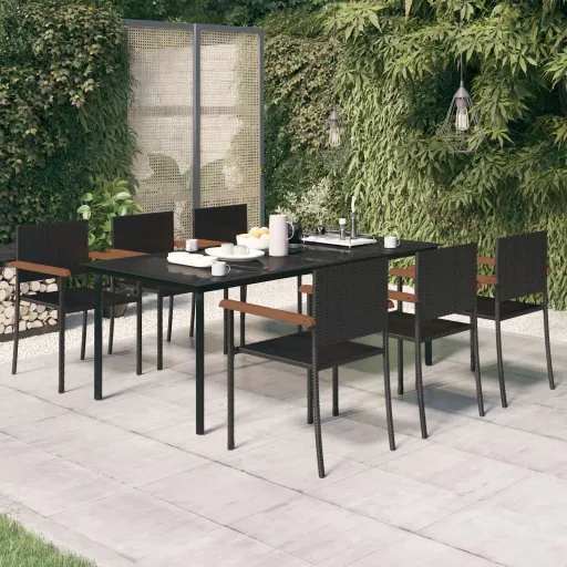 Conjunto de Jantar para Jardim Preto (7 pcs)