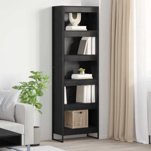 Gabinete de Livros   Carvalho Preto 80 x 30 x 155 cm (2 pcs)