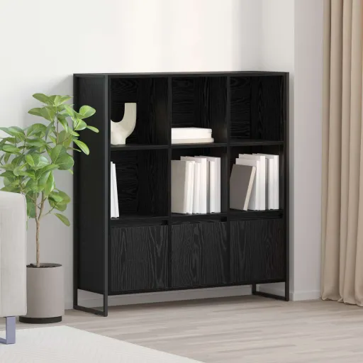Gabinete de Livros   Carvalho Preto 99,5 x 30 x 108 cm (2 pcs)