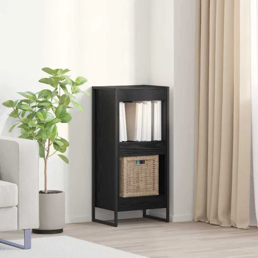 Gabinete de Livros Carvalho Preto 80 x 30 x 155 cm