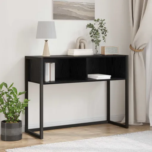Mesa de Apoio com Armazenamento Carvalho Preto 100 x 36 x 75 cm