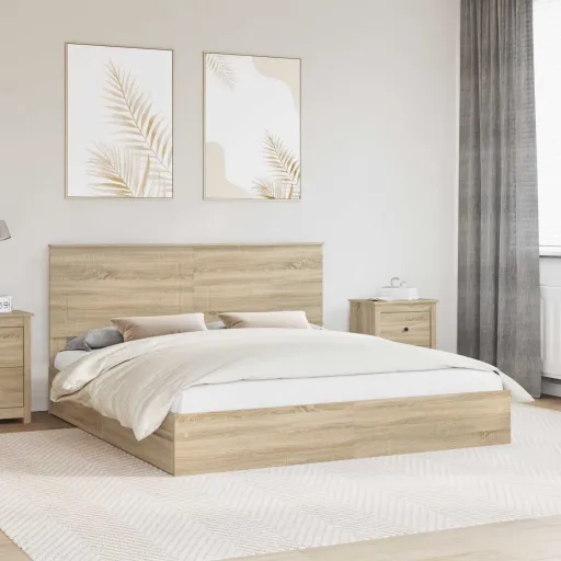 Cama com Armazenamento com Gaveta Carvalho Sonoma 200 x 200 cm