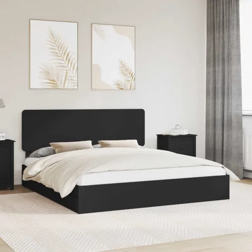 Cama com Armazenamento Preto 180 x 200 cm Madeira Processada