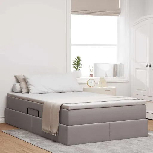 Cama com Arrumação e Colchão Cinzento-Acastanhado 120 x 190 cm