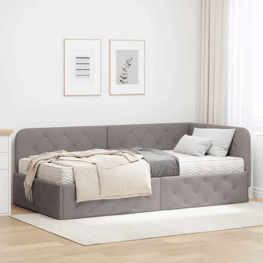 Estrutura de Cama de Canto Cinzento-Acastanhado 90 x 190 cm