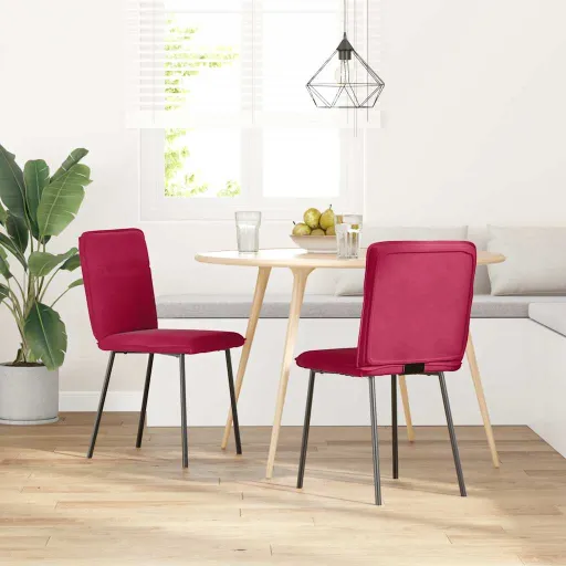 Cadeiras de Jantar   Veludo Vermelho Tinto (2 pcs)