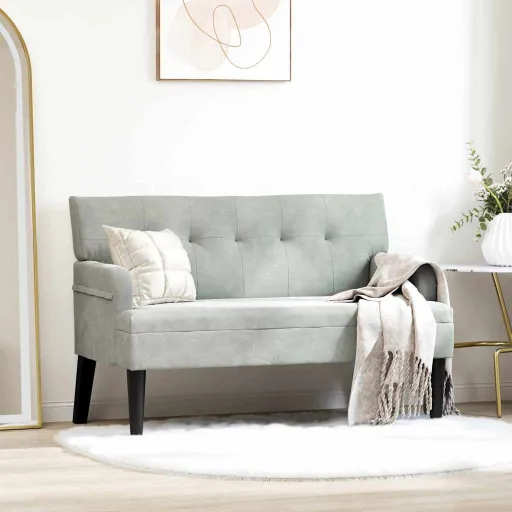 Banco Chesterfield Cinzento-Claro 112 x 65,5 x 75 cm Veludo