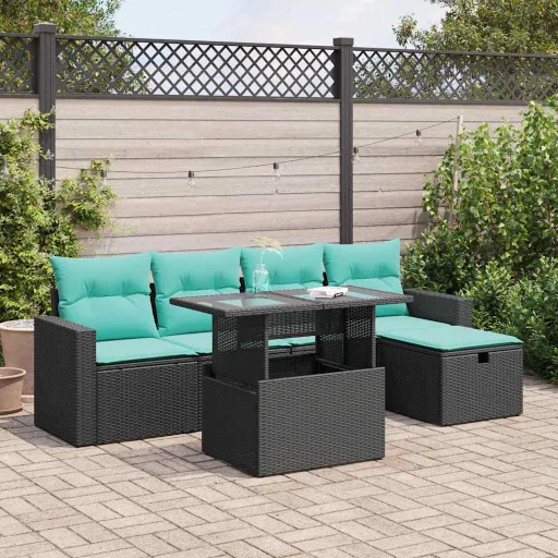 Conjunto Sofás Jardim com Almofadões PE/Acácia Cinzento (6 pcs)