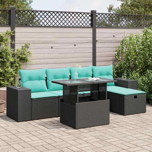 Conjunto Sofás Jardim com Almofadões PE/Acácia Cinzento (6 pcs)