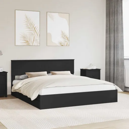 Cama com Armazenamento Preto 180 x 200 cm Madeira Processada