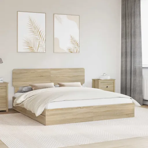 Cama com Armazenamento com Gaveta Carvalho Sonoma 200 x 200 cm