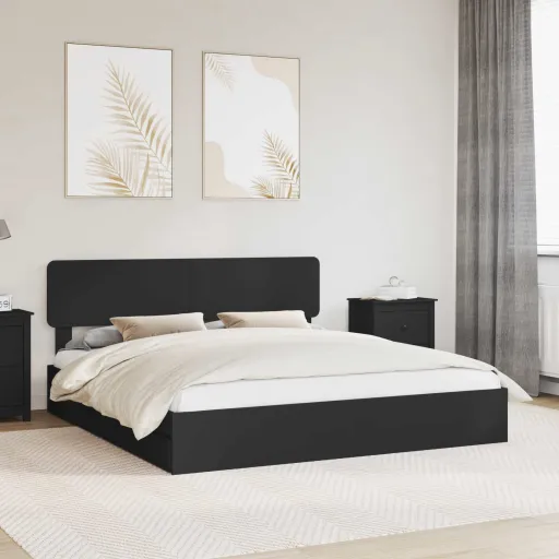 Cama com Armazenamento Preto 180 x 200 cm Madeira Processada