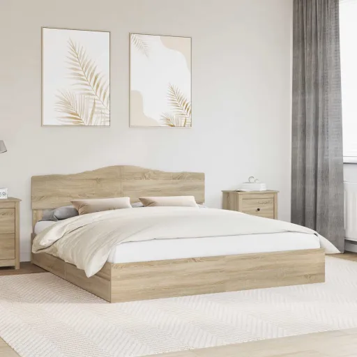 Cama com Armazenamento com Gaveta Carvalho Sonoma 200 x 200 cm