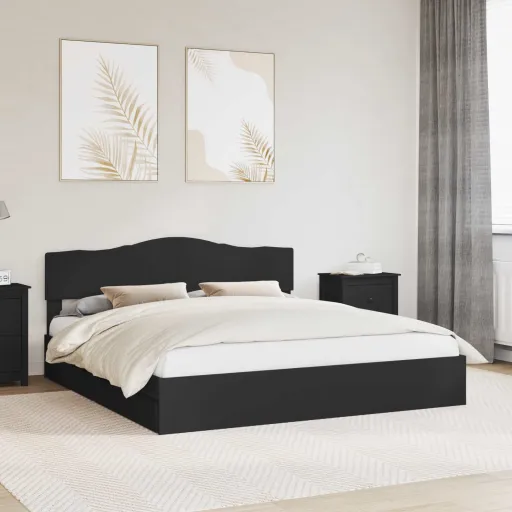 Cama com Armazenamento Preto 180 x 200 cm Madeira Processada