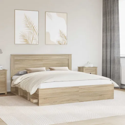 Estrutura da Cama com Cabeceira Sonoma 200 x 200 cm