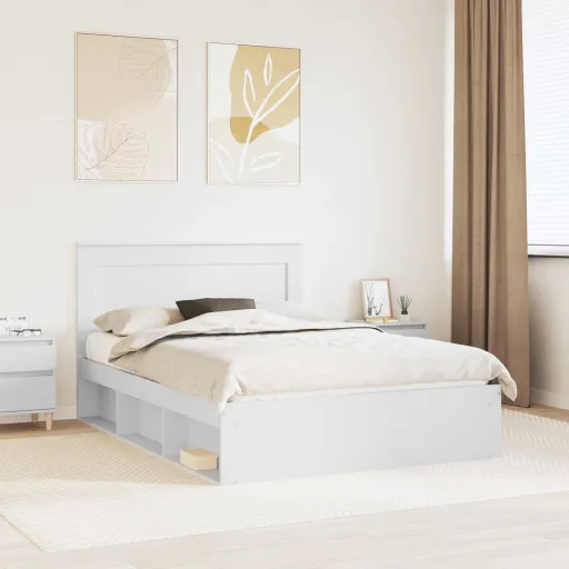 Estrutura da Cama com Cabeceira Branco 140 x 200 cm