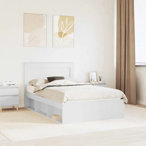 Estrutura da Cama com Cabeceira Branco 120 x 190 cm
