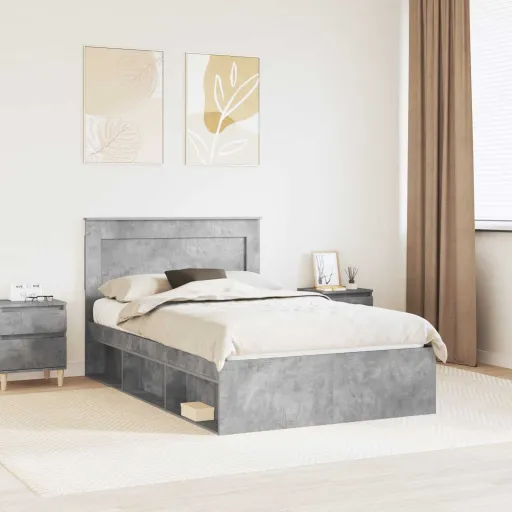 Estrutura da Cama com Cabeceira Concreto 120 x 190 cm