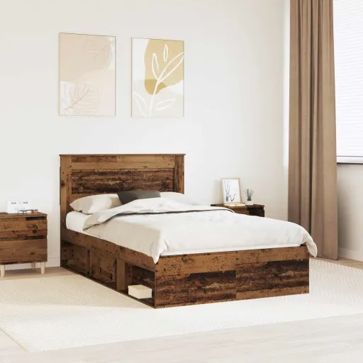 Estrutura da Cama com Cabeceira Madeira Antiga 120 x 190 cm