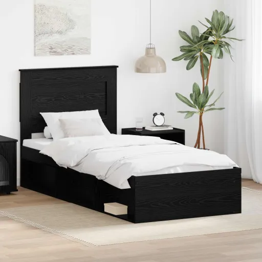 Estrutura da Cama Preto 90 x 190 cm Madeira de Pinheiro Sólida