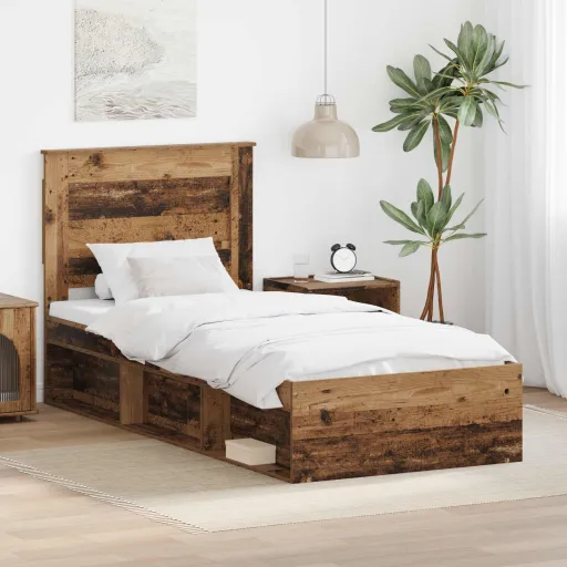 Estrutura da Cama com Cabeceira Madeira Antiga 90 x 190 cm