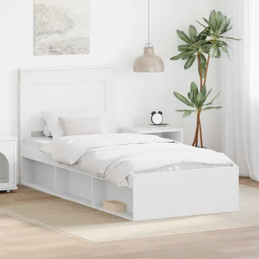 Estrutura da Cama Branco 90 x 200 cm Madeira de Pinheiro Sólida
