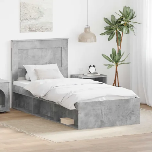 Estrutura da Cama com Cabeceira Concreto 90 x 200 cm