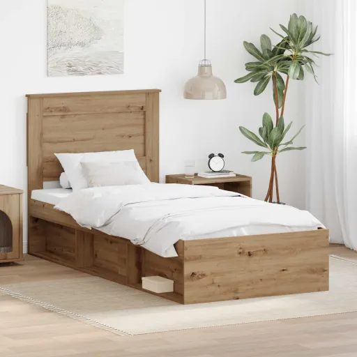 Estrutura da Cama com Cabeceira Carvalho Artesanal 90 x 200 cm