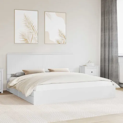Cama com Armazenamento Branco 200 x 200 cm Madeira Processada