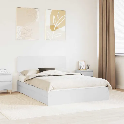 Cama com Armazenamento Branco 140 x 200 cm Madeira Processada