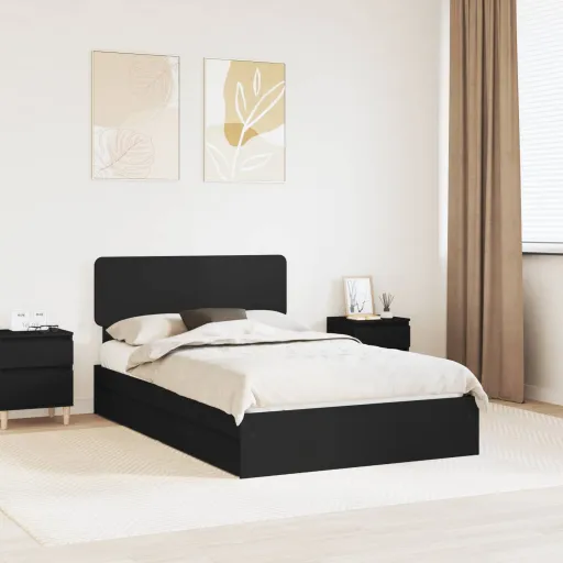 Cama com Armazenamento Preto 120 x 200 cm Madeira Processada