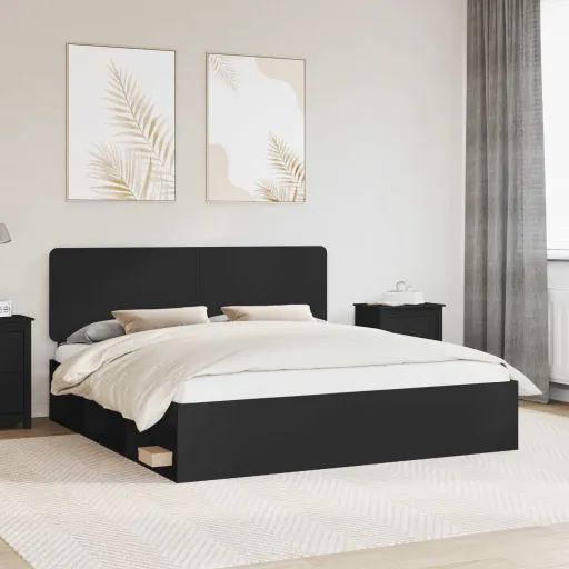 Estrutura da Cama Preto 200 x 200 cm Madeira de Pinheiro Sólida