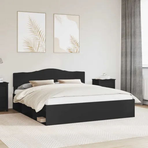 Estrutura da Cama Preto 200 x 200 cm Madeira de Pinheiro Sólida
