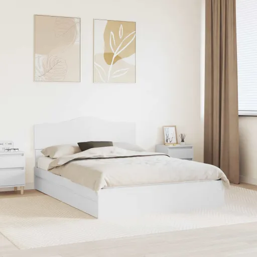 Cama com Armazenamento Branco 140 x 200 cm Madeira Processada