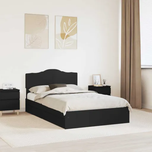 Cama com Armazenamento Preto 120 x 200 cm Madeira Processada