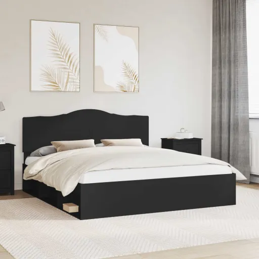 Estrutura da Cama Preto 200 x 200 cm Madeira de Pinheiro Sólida