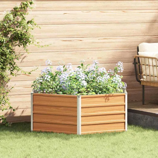 Cama de Jardim Elevada Parece Madeira 129 x 129 x 45 cm