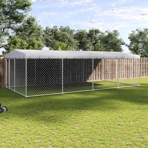 Canil de Exterior com Telhado 7,6x3,8x2,3 m