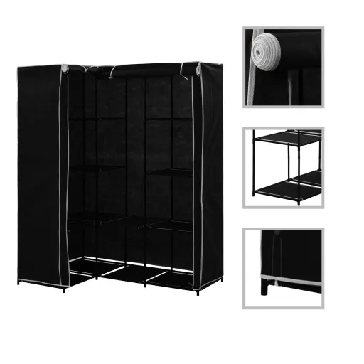 Roupeiro de Canto 130x87x169 cm Preto