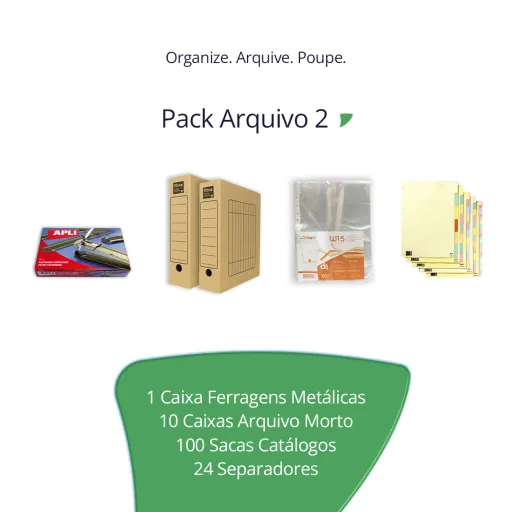 Conjunto 10 Caixas de Arquivo Morto Riva + 1 Caixa de Ferragens Metálicas 50 Unid + 1 Embalagem de Saca Catálogo 100 Unidades + 1 Conjunto Separadores 24 Posições