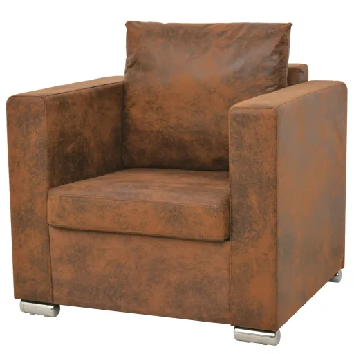 Poltrona Marrom 82x73x82 cm Camurça Sintética